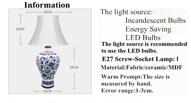 Chinesische handbemalte Keramik-Tischlampen