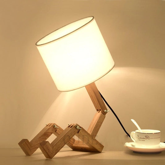 Verstellbare Nachttischlampe aus Holz