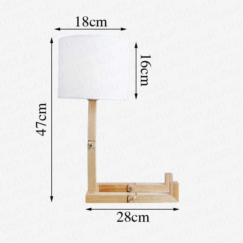 Verstellbare Nachttischlampe aus Holz