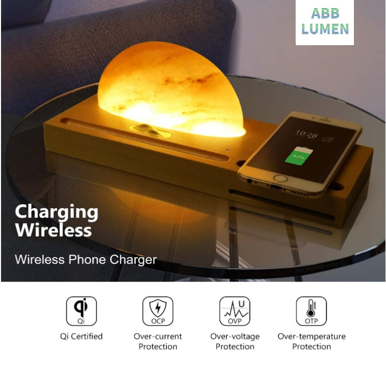 LED-Tischlampe im Sun-Stil und kabelloses Ladegerät für Mobiltelefone