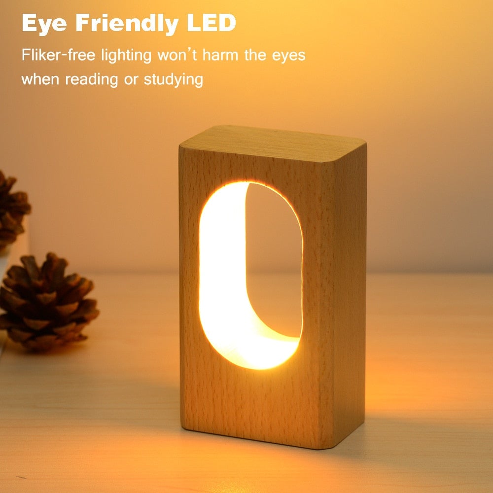 LED Nachttischlampe aus Holz