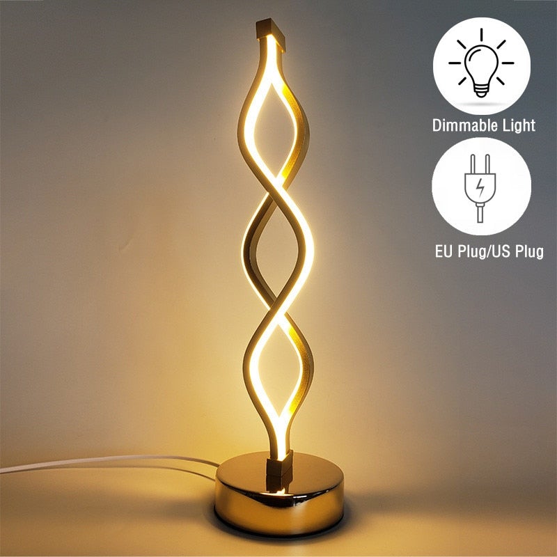 EU / US Stecker LED Spiral Tischlampe für Schlafzimmer