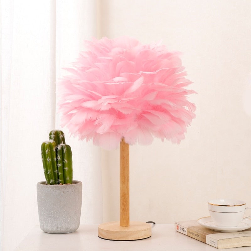 Gefieder Holz tischlampe
