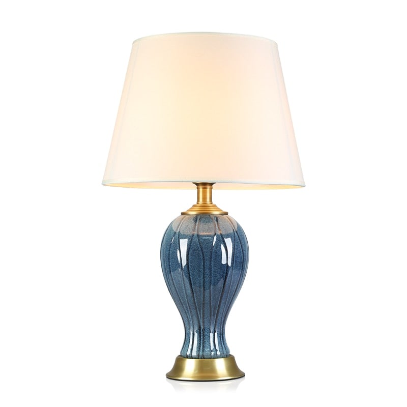 Nachttischlampe aus blauem Glas