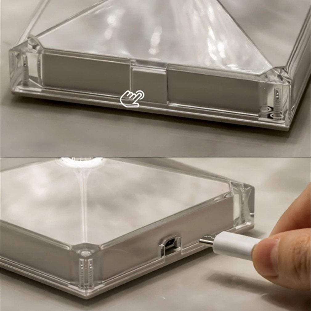 Tischlampe im Diamant Stil | USB wiederaufladbar